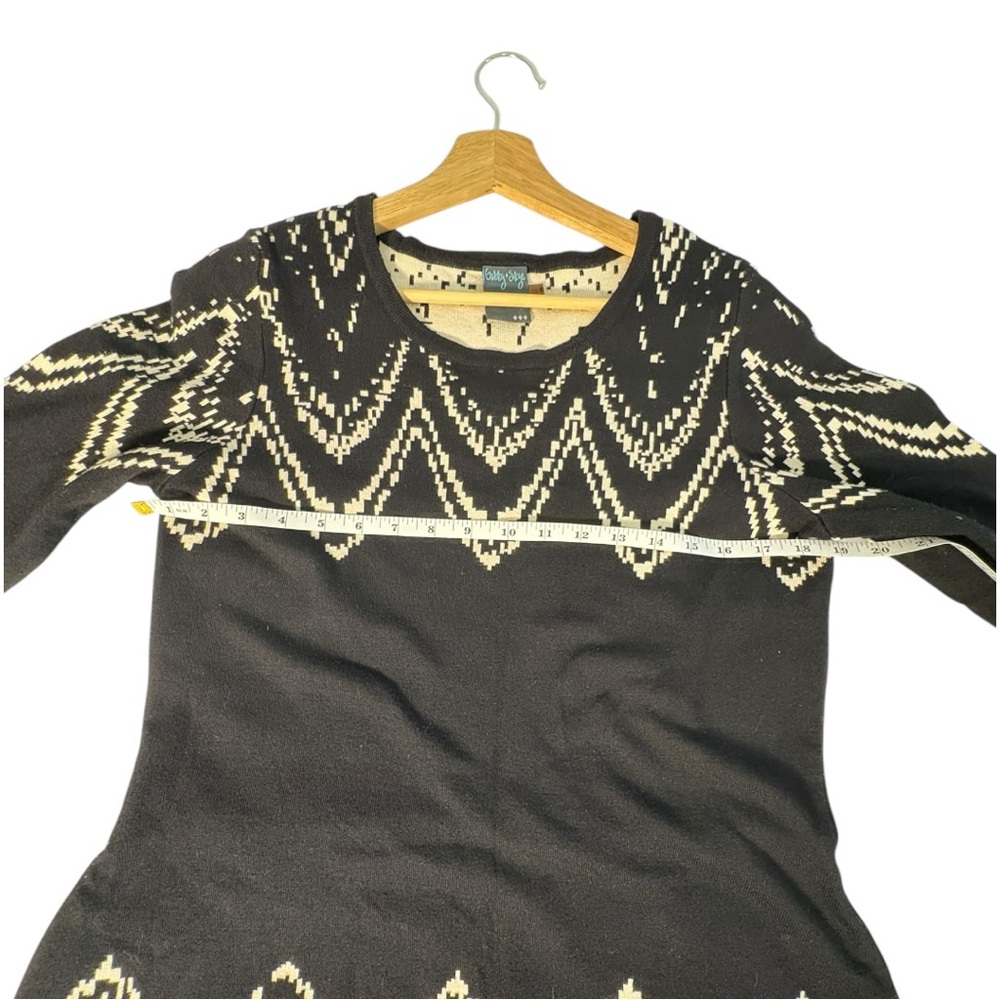 Gabby Skye Sweater Dress Womens Plus 1X Black Beige Knit Midi Stretch Casual - Picture 7 of 12